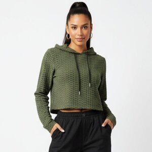 ARA Sports Olive Green Print Cropped Long Sleeve Hoody Top S